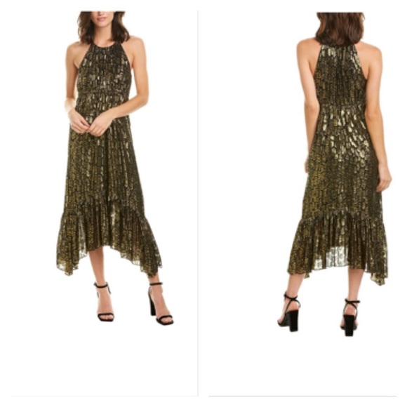 A.L.C Black and Golden Leopard Rosa midi dress - Picture 2 of 12